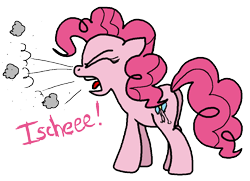 Size: 983x711 | Tagged: safe, artist:anyponedrawn, pinkie pie, earth pony, pony, dust, female, plot, sneezing