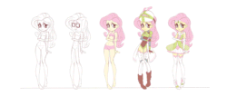 Size: 2480x1054 | Tagged: safe, artist:dailycommission, fluttershy, equestria girls, clothes, female, pink hair, solo, yellow skin