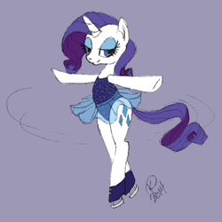 Size: 1000x1000 | Tagged: safe, artist:kristieblaze, rarity, pony, unicorn, clothes, ice skating, leotard, parachute dress, paraskirt, see-through, see-through skirt, simple background, skirt, skirt lift, solo, tutu