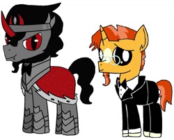 Size: 995x803 | Tagged: safe, artist:thefanficfanpony, derpibooru import, king sombra, sunburst, pony, unicorn, formal, gay, male, shipping, somburst