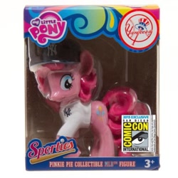 Size: 500x500 | Tagged: safe, pinkie pie, earth pony, pony, baseball, baseball cap, bottomless, clothes, figure, hat, merchandise, mlb, new york yankees, partial nudity, san diego comic con, sdcc 2015, t-shirt, toy