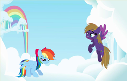 Size: 1024x657 | Tagged: safe, derpibooru import, rainbow dash, oc, oc:kangy, pegasus, pony, mane swap