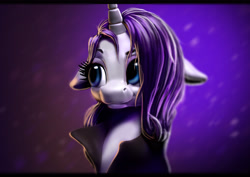 Size: 4234x2993 | Tagged: safe, artist:sceathlet, rarity, pony, unicorn, absurd resolution, alternate hairstyle, bust, clothes, floppy ears, portrait, solo