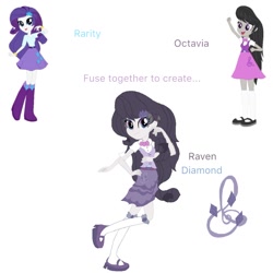 Size: 1000x1000 | Tagged: safe, artist:doraemonfan4life, octavia melody, rarity, equestria girls, boots, bracelet, clothes, fusion, high heel boots, high heels, jewelry, mary janes, multiple arms, shoes, skirt, socks