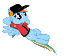 Size: 3315x2947 | Tagged: safe, artist:darkgloones, derpibooru import, rainbow dash, pony, background removed, clothes, cosplay, costume, flying, hat, rainbow scout, reclining, scout, solo, team fortress 2, vector