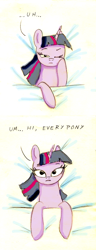 Size: 600x1556 | Tagged: dead source, safe, artist:foxinshadow, derpibooru import, twilight sparkle, ask, ask friendly twilight, bed, comic, solo, tumblr