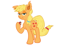 Size: 1100x800 | Tagged: safe, artist:yooyfull, applejack, earth pony, pony, apple, female, mare, solo