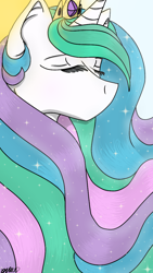 Size: 720x1280 | Tagged: safe, artist:barkmist, princess celestia, alicorn, pony, bust, eyes closed, portrait, solo