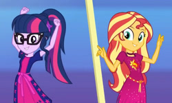 Size: 1182x709 | Tagged: safe, screencap, sci-twi, sunset shimmer, twilight sparkle, better together, equestria girls, i'm on a yacht, duo, female, geode of empathy, geode of telekinesis, magical geodes