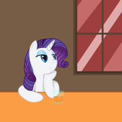 Size: 1000x1000 | Tagged: safe, artist:bradleyeighth, rarity, pony, unicorn, drink, drinking, female, glass, mare, solo, table, vector, window