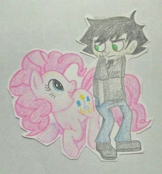 Size: 1730x1864 | Tagged: safe, artist:ysc99, pinkie pie, earth pony, pony, crossover, dan, dan vs, traditional art