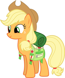 Size: 1600x1914 | Tagged: safe, artist:pudimdebigode, applejack, earth pony, pony, sleepless in ponyville, saddle bag, simple background, sleeping bag, smiling, solo, transparent background, vector