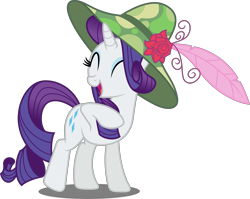 Size: 5000x3970 | Tagged: safe, artist:dashiesparkle, rarity, pony, unicorn, dragonshy, absurd resolution, eyes closed, hat, open mouth, raised hoof, simple background, solo, transparent background, vector