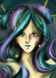 Size: 869x1200 | Tagged: safe, artist:buckingawesomeart, princess celestia, human, humanized, solo