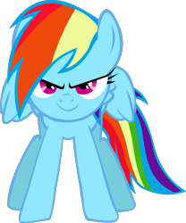 Size: 1331x1602 | Tagged: safe, artist:shayla567, derpibooru import, rainbow dash, pegasus, pony, >:), come at me bro, happy, simple background, smiling, smirk, transparent background, vector