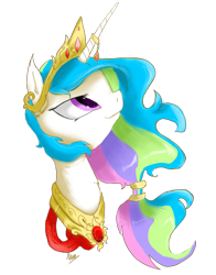 Size: 1188x1518 | Tagged: safe, artist:nuttypanutdy, princess celestia, alicorn, pony, bust, female, horn jewelry, jewelry, looking up, mare, portrait, simple background, solo, transparent background