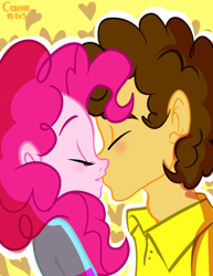 Size: 500x647 | Tagged: safe, artist:carranzis, cheese sandwich, pinkie pie, equestria girls, blushing, cheesepie, equestria girls-ified, female, humanized, kissing, male, shipping, straight