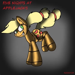 Size: 894x894 | Tagged: safe, applejack, earth pony, pony, robot, animatronic, bucking, five nights at aj's, five nights at freddy's, solo