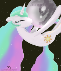 Size: 720x840 | Tagged: safe, artist:halflingpony, princess celestia, alicorn, pony, crying, mare in the moon, moon, tangible heavenly object