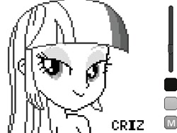 Size: 319x239 | Tagged: safe, artist:criz camacho, derpibooru import, twilight sparkle, equestria girls, bare shoulder portrait, bare shoulders, bust, grayscale, monochrome, pixel art, portrait, solo