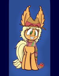 Size: 700x900 | Tagged: safe, artist:heir-of-rick, applejack, earth pony, pony, daily apple pony, clothes, cosplay, crossover, doctor who, ear fluff, fourth doctor, fourth doctor's scarf, impossibly large ears, scarf, solo