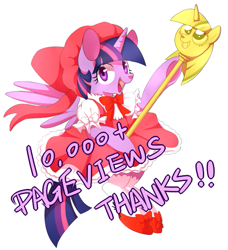 Size: 545x598 | Tagged: safe, artist:sion, derpibooru import, twilight sparkle, twilight sparkle (alicorn), alicorn, pony, cardcaptor sakura, clothes, dress, female, mare, milestone, solo, twilight scepter