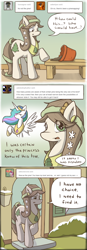 Size: 1100x3150 | Tagged: safe, artist:campus-cats, princess celestia, oc, oc:pine, alicorn, pony, ask pine pony, comic