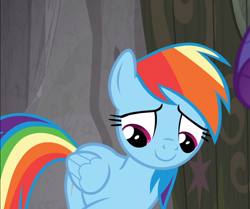 Size: 1092x912 | Tagged: safe, derpibooru import, screencap, rainbow dash, pegasus, pony, the end in friend, cropped, embarrassed, female, solo