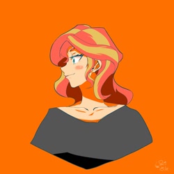 Size: 1000x1000 | Tagged: safe, artist:sozglitch, sunset shimmer, equestria girls, female, simple background, solo