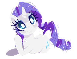 Size: 2789x2150 | Tagged: safe, artist:peachesandcreamated, rarity, pony, unicorn, cute, female, head tilt, looking at you, mare, prone, raribetes, simple background, smiling, solo, transparent background, white pupils