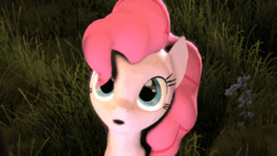 Size: 480x270 | Tagged: safe, artist:ferexes, pinkie pie, earth pony, pony, 3d, :o, animated, cute, diapinkes, grass, smiling, solo, source filmmaker, youtube link