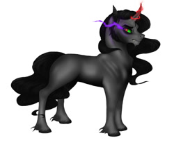 Size: 977x818 | Tagged: safe, derpibooru import, king sombra, pony, unicorn, bored, curved horn, dark magic, magic, solo, sombra eyes, unshorn fetlocks