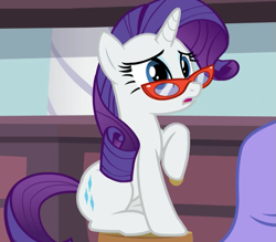 Size: 683x599 | Tagged: safe, screencap, rarity, pony, unicorn, canterlot boutique, sitting, solo