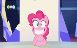 Size: 1145x720 | Tagged: safe, screencap, pinkie pie, earth pony, pony, party pooped, creepy smile, faic, grin, solo