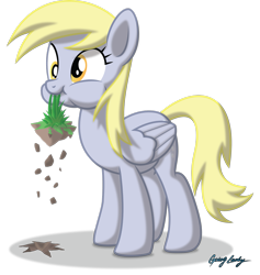 Size: 2387x2513 | Tagged: safe, artist:le-23, derpy hooves, pegasus, pony, eating, female, grass, grazing, herbivore, horses doing horse things, mare, nom, simple background, solo, transparent background