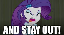 Size: 1280x714 | Tagged: safe, edit, edited screencap, screencap, rarity, equestria girls, rainbow rocks, angry, faic, human rarity's rage, image macro, meme, reaction image, solo, yelling