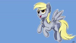 Size: 3840x2160 | Tagged: safe, artist:sadtrooper, derpy hooves, pegasus, pony, cute, derpabetes, female, flying, mare, outline, simple background, smiling, solo