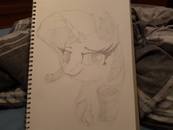 Size: 4032x3024 | Tagged: safe, artist:bigshot232, rarity, pony, unicorn, absurd resolution, bust, critique requested, looking at you, portrait, pose, smiling, solo, traditional art