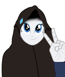 Size: 1494x1774 | Tagged: safe, artist:fikran0582, artist:laptosic, rarity, equestria girls, hijab, islam, peace sign, solo