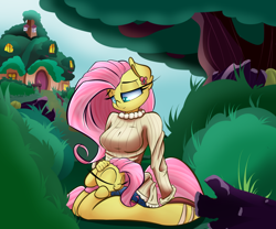 Size: 2400x2000 | Tagged: safe, artist:madacon, fluttershy, anthro, unguligrade anthro, anthro ponidox, breasts, clothes, female, hootershy, madacon is trying to murder us, self ponidox, sweater, sweatershy