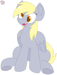 Size: 1319x1743 | Tagged: safe, artist:rainbow eevee, derpy hooves, pegasus, pony, adorkable, cute, daaaaaaaaaaaw, derpabetes, dork, female, folded wings, open mouth, simple background, sitting, solo, transparent background, vector, wings