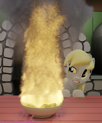 Size: 2000x2400 | Tagged: safe, artist:extremespeed slowpoke, derpy hooves, pegasus, pony, 3d, blender, derpy day, derpy day 2020, fire, i just don't know what went wrong