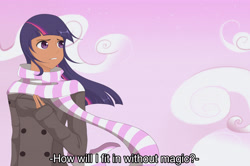 Size: 5185x3442 | Tagged: safe, artist:tao-mell, derpibooru import, twilight sparkle, human, winter wrap up, clothes, humanized, scarf, solo
