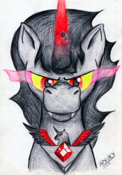 Size: 1024x1460 | Tagged: safe, artist:arxuicy, derpibooru import, king sombra, pony, unicorn, alicorn amulet, solo