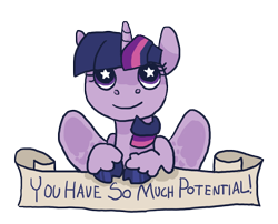 Size: 750x607 | Tagged: safe, artist:weepysheep, derpibooru import, twilight sparkle, twilight sparkle (alicorn), alicorn, pony, cloven hooves, colored hooves, cute, female, mare, motivational, old banner, smiling, solo, starry eyes, twiabetes, unshorn fetlocks, wingding eyes