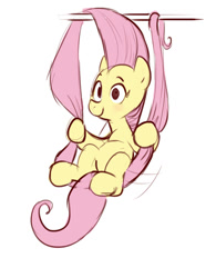 Size: 978x1255 | Tagged: safe, artist:imalou, fluttershy, pegasus, pony, cute, female, mare, prehensile mane, shyabetes, solo