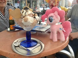 Size: 2592x1936 | Tagged: safe, pinkie pie, human, ice cream, irl, nici, photo, plushie, waifu dinner