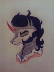 Size: 3072x4096 | Tagged: safe, derpibooru import, king sombra, pony, unicorn, simple background, solo, traditional art