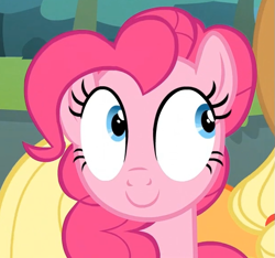 Size: 611x571 | Tagged: safe, screencap, applejack, pinkie pie, earth pony, pony, pinkie apple pie, happy, smiling, solo focus