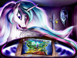 Size: 1024x768 | Tagged: safe, artist:gremlinkun, princess celestia, alicorn, pony, female, horn, map of equestria, mare, solo